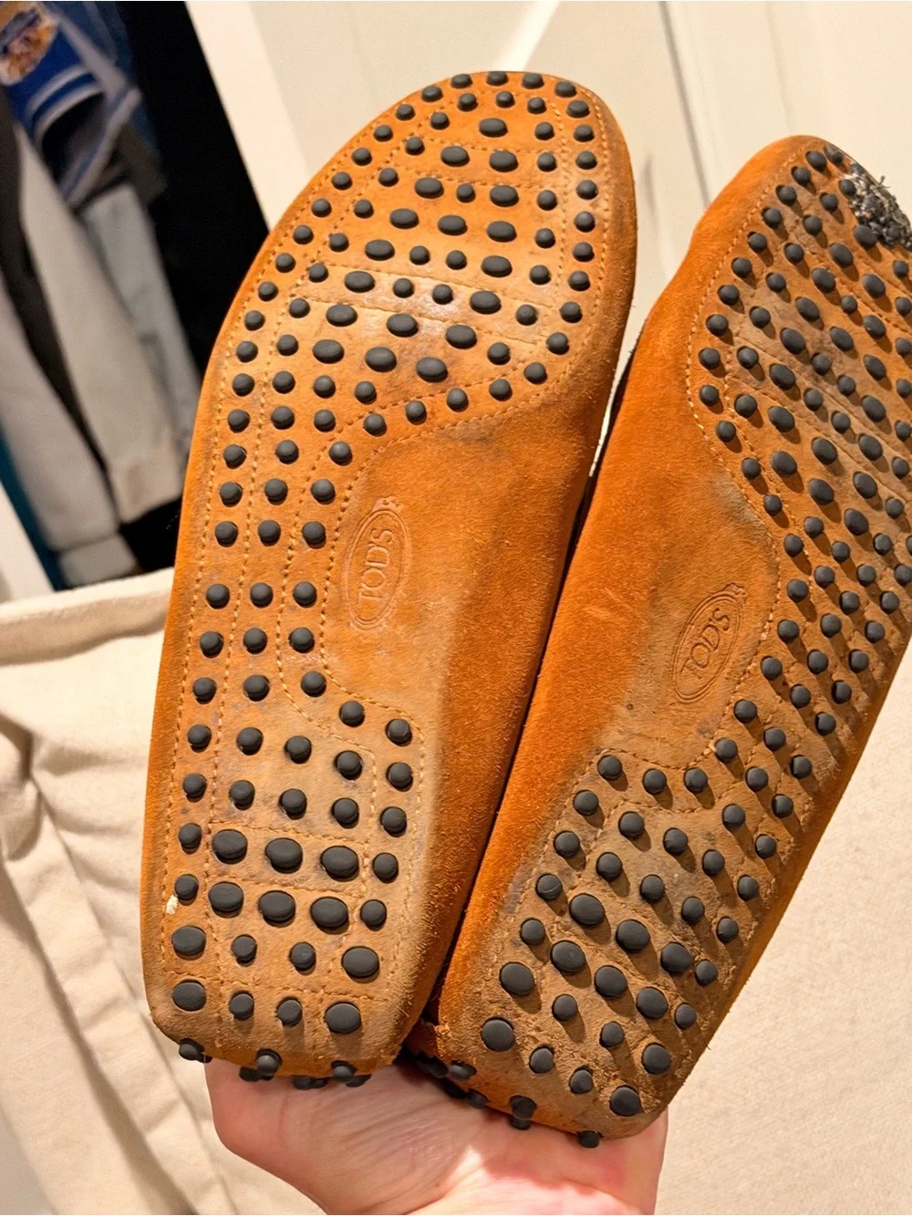 Tod's Chestnut Brown Suede Tassel Driving Loafers